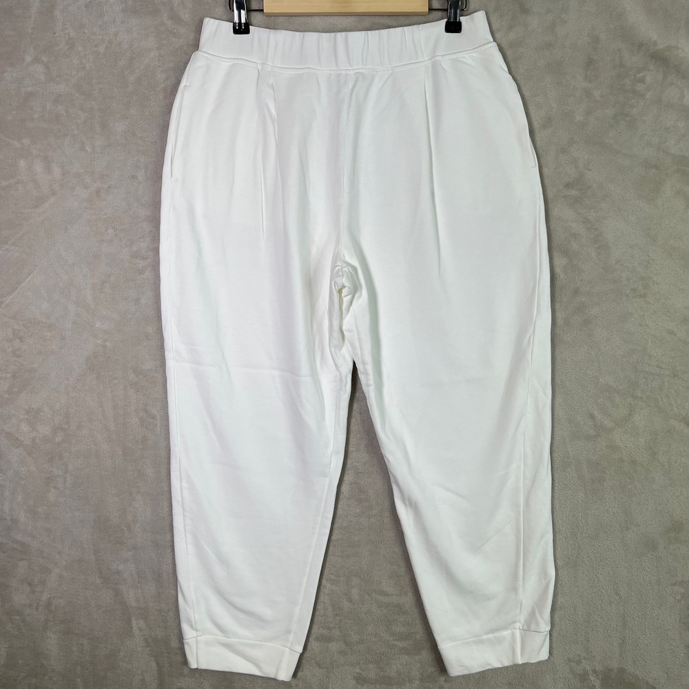 Max Mara Leisure Pants XL Women White Cotton Jersey Ankle